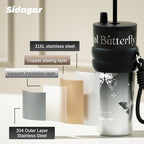 SDGA+ 24 oz Stainless Steel Tumbler with Lid and Straw, Insulated Water Bottle Leak Proof for Hot and Cold, Portable Travel Coffee Mug, Reusable Coffee Cup for Women, Butterfly - Image 7
