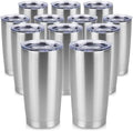 20 oz Tumbler Stainless Steel Tumblers Bulk with Lid Double Wall Insulated Coffee Tumbler Cups for Hot & Cold Drinks Powder Coated Travel Coffee Tumbler Mug Metal (Stainless Steel, 12 pack) by VQRRCKI