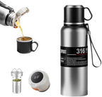 Double wall vacuum Leakproof stainless steel wide mouth insulated water bottle;tea tumbler with infuser,cup,lid;smart thermoses hot coffee;thermal flask ice drinks with led digital temperature display by Unknown