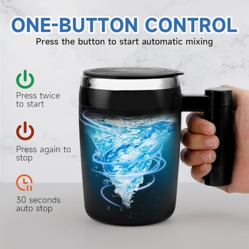 Self Stirring Coffee Mugs Set of 2, Rechargeable Cups, BlackPink - Image 2