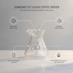 20.3 fl oz Diamond Cut Glass Coffee Server, High Borosilicate Carafe for Pour Over Brewing and Serving - Image 4