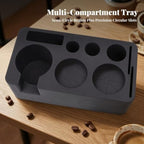 Yajuyi Coffee Tamper Kit Organizer | Easy-to-Clean, Silicone pressing Mat with Portafilter Stand, for home use, Black - Image 2