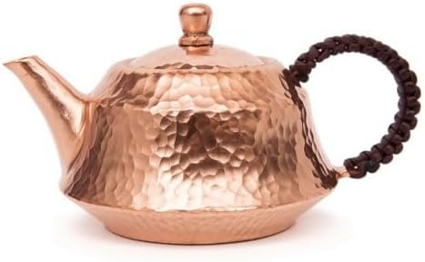 YIJU Copper Infusion Vessel Handmade Teapot Kettle Pot Brewer With Hammered Dimpled Surface And Braided Side Handle Suitable for tea decoration countertop, Array, Original Color, 300ml by YIJU
