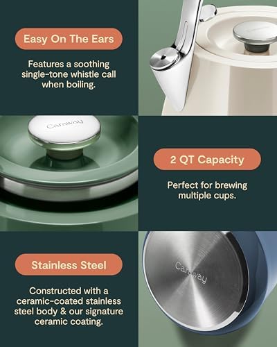 Caraway 2 Quart Whistling Tea Kettle, Durable Stainless Steel Tea Pot - Image 3