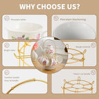 20-Pieces Porcelain Tea Sets For Women, Tea Set For Adult with Golden Metal Rack,Tea Gift Sets for Home&Party(0011) - Image 7