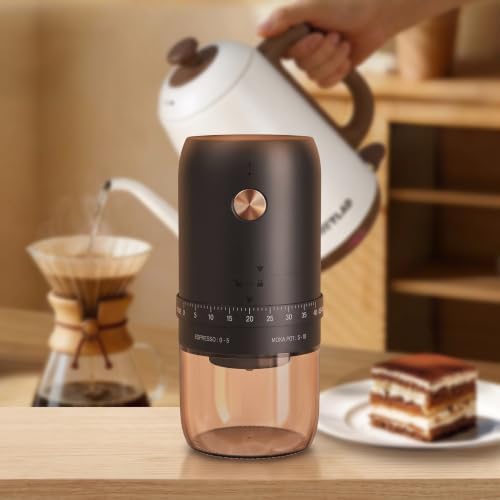 Professional Portable Electric Coffee Grinder, Stainless Steel Conical Burr Mill with 40 Adjustable Grind Settings, Cordless Rechargeable Coffee Grinder for Espresso, Drip, French Press, Matte Black - Image 6