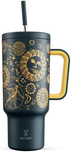 Meoky 40 oz Tumbler with Handle and Straw, Tumbler with Lid and Straw, Insulated Stainless Steel Travel Mug, 100% Leak-proof, Keeps Cold for 34 Hours or Hot for 10 Hours (Tarot) by MEOKY