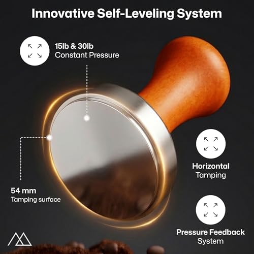 MADCHIEF 54mm Espresso Tamper Tool- Wooden handle & Stainless Steel Ground Coffee Tamper Barista Tool – Fits 54mm Breville Sage Espresso Machines Portafilter - Image 2