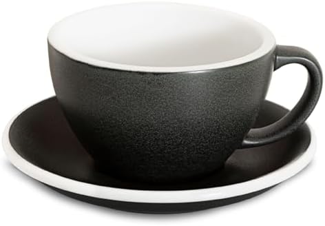 Loveramics Set of 1 x 300ml Latte Art Cup and Saucer (Anthracite) + Glass Travel Mug (Clear) - Image 2