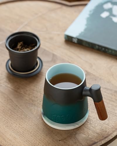 ZENS Tea Mug with Infuser and Lid & Coaster for Tea Steeper, 15oz Green - Image 6