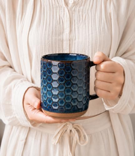 GBhome Coffee Mugs Set of 6, 16 oz Blue Coffee Cups with Large Handle - Image 4
