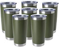 HASLE OUTFITTERS 20oz Tumblers Bulk Stainless Steel Cup with Lid Double Wall Vacuum Insulated Coffee Mug for Cold & Hot Drinks 8 Pack, Army Green by HASLEOUTFITTERS