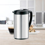 OGGI Oval Carafe Glass Liner - Stainless Steel Body, 1 Liter / 34oz Capacity - Ideal Glass Vacuum Coffee Carafe and Tea Thermos, Press Button for Easy Pouring - Stainless - Image 3