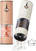 Electric Pepper Grinder and Salt Mill Set - Large Capacity USB Rechargeable Automatic Grinder with Dual LED Lights, One-Handed Operation & Slide Cover - Brushed Stainless Steel by GORMODEOfficial