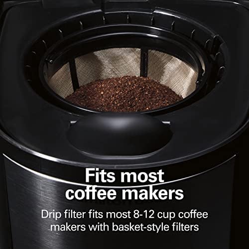 Hamilton Beach Programmable Coffee Maker, 12 Cup Capacity, Black Stainless Steel Accents, (46293) & Permanent Gold Tone Filter, Fits Most 8 to 12-Cup Coffee Makers (/80675) - Image 6