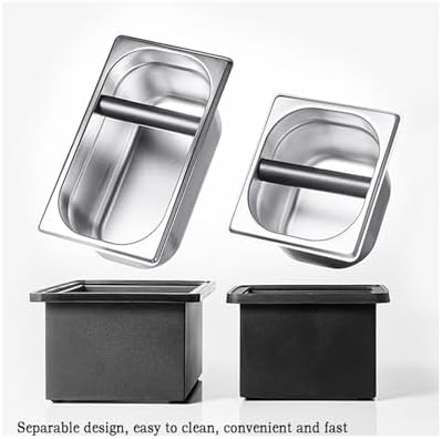 Espresso Coffee Knock Box, Large Coffee Coffee Grounds Knock Box Container Coffee Machine Accessories, Stainless Steel Coffee Bin Grind Knock Out Box with Removable Knock Bar and Non Slip Base - Image 3