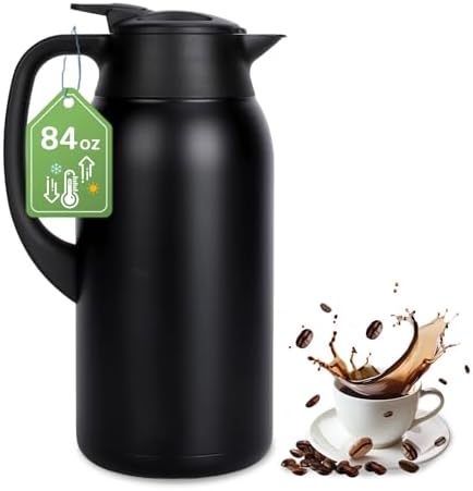 316Stainless Steel Coffee Carafe 84oz - 12 Hours Hot & 24 Hours Cold Black by oslamnye