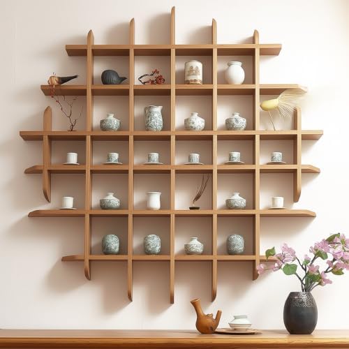 Oversized Hanging Coffee Mug Display Rack Wooden Tea Cup Holder 47.2"x47.2" - Image 5