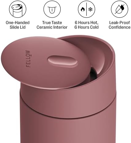 Fellow Carter Slide 16 oz Ceramic Lined Travel Coffee Mug, Desert Rose - Image 2