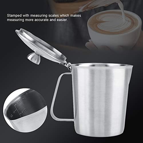 Stainless Steel Milk Frothing Pitcher with Lid and Measurement, Milk Steaming Cup for Latte and Cappuccino, Frothing Jug for Foamy Milk with Thermometer(2000ml) - Image 3