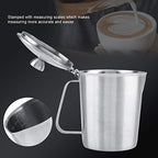 Stainless Steel Milk Frothing Pitcher with Lid and Measurement, Milk Steaming Cup for Latte and Cappuccino, Frothing Jug for Foamy Milk with Thermometer(2000ml) - Image 3