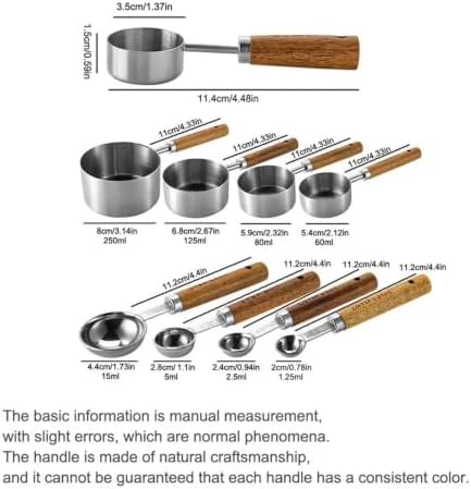 1/4/8Pcs Stainless Steel Measuring Cup Spoon Set with Wooden Handle - Image 5