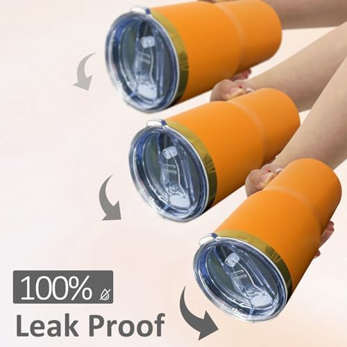 20 oz Tumbler Bulk Stainless Steel Tumblers with Lids and Straws Orange - Image 5