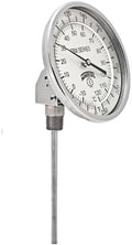 Winters TBM Series Stainless Steel 304 Dual Scale Bi-Metal Thermometer, 6" Stem, 1/2" NPT Adjustable Angle Connection, 5" Dial, 0-250 F/C Range by Winters+Instruments