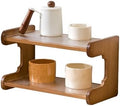 Wooden Mug Display Holder, Bamboo Wood Coffee Mug Organizer Countertop, Counter Shelf for Tea Coffee Bar Accessories, Matcha Stand, Kitchen Condiment Storage Rack,2tier,13.78IN by Unknown