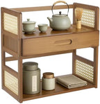 2 Tier Matcha Station Organizer with Drawer,15.75" x 7.87" x 15.35" Bamboo Mug Stand Shelf, Home Coffee Station Organizer for Whisk Set Bowl Cup Kitchen Countertops Bars by Unknown