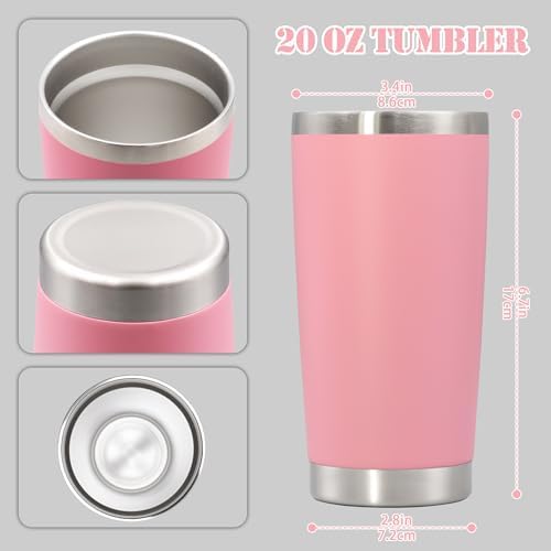 20 oz Tumbler Insulated Tumblers Stainless Steel Coffee Mug,Pink 6PCS - Image 5