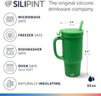 Silipint 32oz Silicone Tumbler with Handle Flip Lid and Straw – BPA-Free Non-Toxic Unbreakable Freezer Microwave Dishwasher Safe Tumbler – Perfect for Tea Cold Water Smoothies Pack of 4 - Image 2
