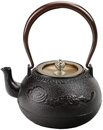 Classic tea kettle, Cast Iron Teapot,Japanese Cast Iron Teapot Kettle with Uncoated Oxidized Inner Wall, 1.2L Cast Iron Teapot Flat Bottom for Charcoal Stove Induction Cooker Japanese-Style Retro Kett by Unknown