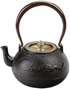 Classic tea kettle, Cast Iron Teapot,Japanese Cast Iron Teapot Kettle with Uncoated Oxidized Inner Wall, 1.2L Cast Iron Teapot Flat Bottom for Charcoal Stove Induction Cooker Japanese-Style Retro Kett by Unknown