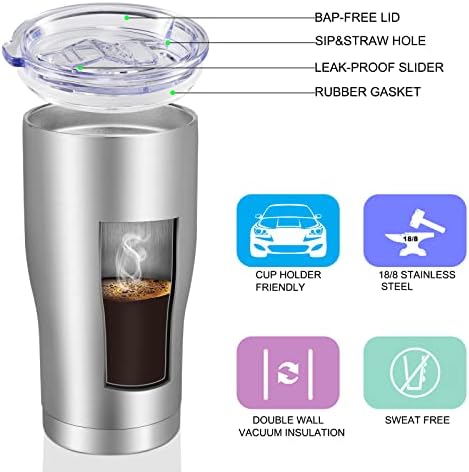VEGOND 20oz Tumbler Stainless Steel Tumbler Cup with Lid And Straw Vacuum Insulated Double Wall Travel Coffee Mug(Stainless 6 Pack) - Image 3