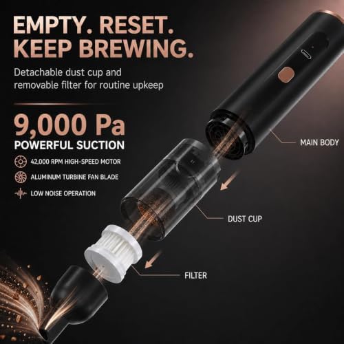Coffee Grinder Vacuum Cleaner, Mini Handheld Coffee Vacuum, Brush Nozzle (B) - Image 5