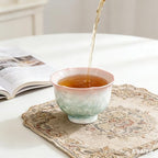 Ceramic Tea/Coffee Cup Set - Retro Crystal Glaze Espresso Cups, 3 oz, Hand-Painted, Suitable for Afternoon Tea or Coffee, Unisex Birthday Gift, Pink and Green Gradient(Gradient Aroma Cup) - Image 6