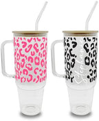 Sip-Sip Hooray! Leopard Print 40oz Glass Tumbler with Lid and Straw by Sip-SipHooray