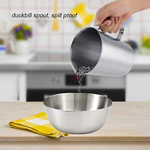 Frothing Cup, 2000ML 64OZ Measuring Cup, 304 Stainless Steel Graduated with Handle, Including ML Scale, Ounce Scale, for Lab Kitchen Liquids - Image 4
