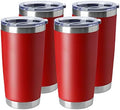 HASLE OUTFITTERS 20oz Tumblers Stainless Steel Mugs with Lid Double Wall Vacuum Insulated Coffee Cups for Cold & Hot Drinks (20oz-Red, 4 Pack) by HASLEOUTFITTERS