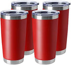 HASLE OUTFITTERS 20oz Tumblers Stainless Steel Mugs with Lid Double Wall Vacuum Insulated Coffee Cups for Cold & Hot Drinks (20oz-Red, 4 Pack) by HASLEOUTFITTERS