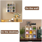 Helsin 9 Grid Vintage Coffee Mug Display Rack, 16inch Wall Mounted Wooden Curio Shadow Box Shelf, Cup Floating Shelves Display and Organizer (White) - Image 5