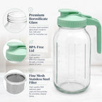 2 Pack Glass Pitcher with Infuser, 64 oz Glass Carafe with Lid and Handle, Cold Brew Coffee Maker with Stainless Steel Filter, Leakproof Iced Tea Pitcher for Fridge, Lemonade, Fruit Tea, Juice - Image 4