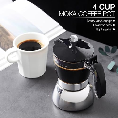 Gavigain Moka Induction Stovetop Strong Coffee Maker, Moka Pot Premium Crystal Shape Top Stovetop Coffee, Moka Pot - 4 cup, Classic Italian coffee maker for Coffee Lover - Image 2
