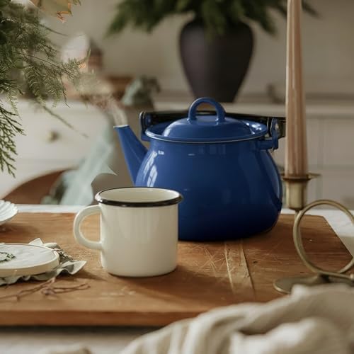Vintage Enamel Kettle, Tea Pot Stovetop for Hot Water Fast to Boil, Teapot for Stovetop, Hot Water Kettle Teapot (Valentine Vintage 3.5L) - Image 4