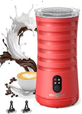 Paris Rhône Electric Milk Frother 4 in 1 Milk Frother for Milk Foam, Warm and Cold, Automatic Milk Container, Non-Slip Design, for Hot Chocolate, Latte, Cappuccino, 400 W, 240 ml, Red by PARISRH%C3%94NE