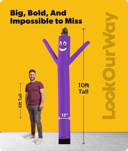 LookOurWay Air Dancers Inflatable Tube Man Attachment - 10 Feet Tall Wacky Waving Inflatable Dancing Tube Guy for Business Promotion - Blower Not Included - Purple - Image 3