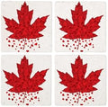 CafePress Red Maple Leaf Tumbled Stone - Set of 4 Coasters Set of 4 by CafePress