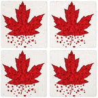 CafePress Red Maple Leaf Tumbled Stone - Set of 4 Coasters Set of 4 by CafePress