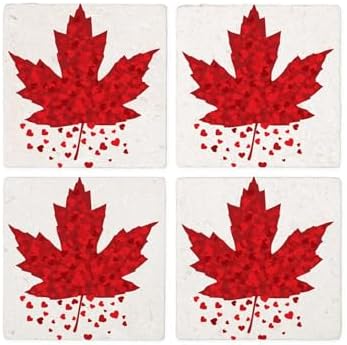 CafePress Red Maple Leaf Tumbled Stone - Set of 4 Coasters Set of 4 by CafePress